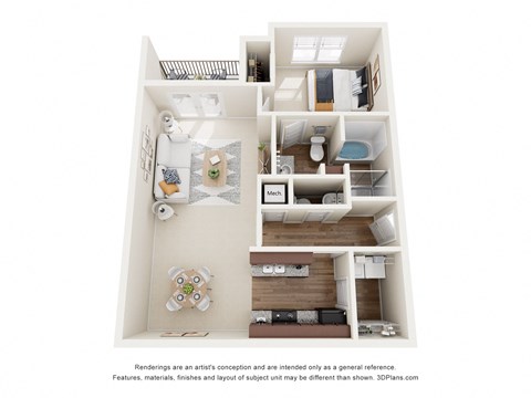 a 1 bedroom floor plan with a bathroom and a living room